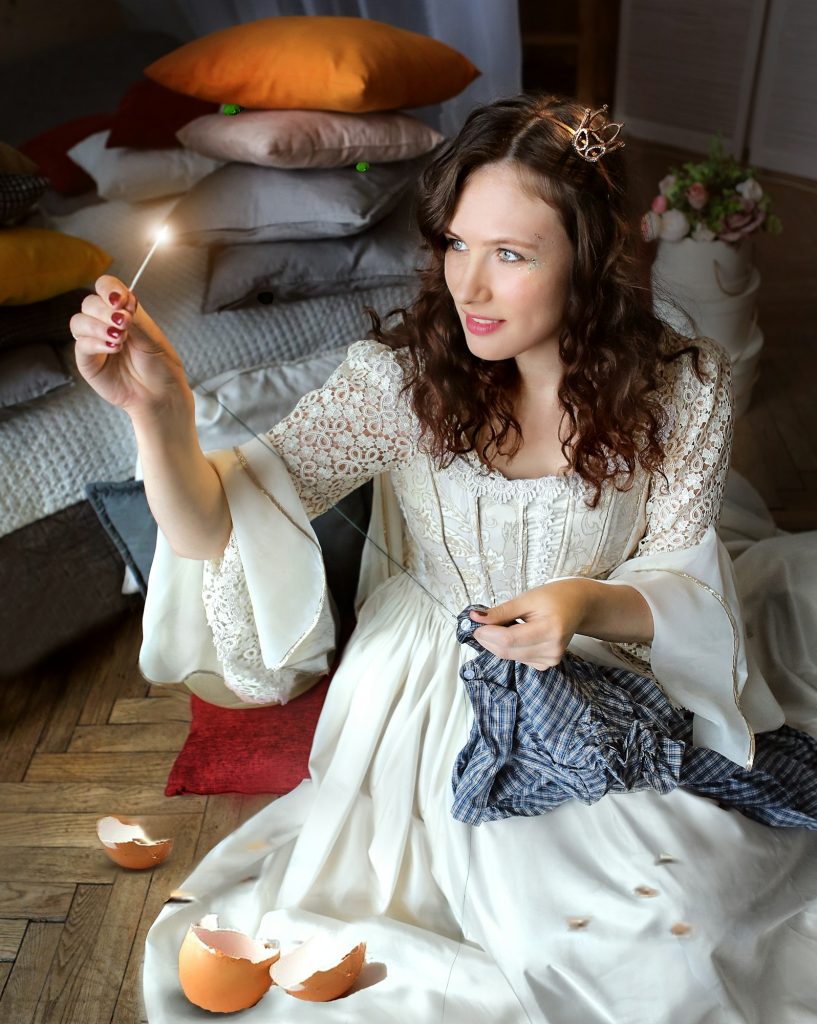 fairy story. girl - princess with a magic needle